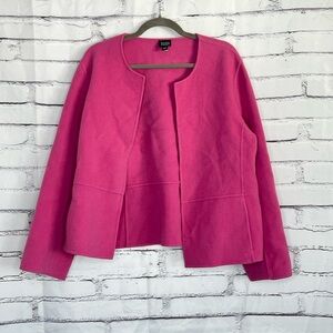 Eileen Fisher Pink Boiled Wool Cashmere Open Front Jacket Women’s Large Minimal